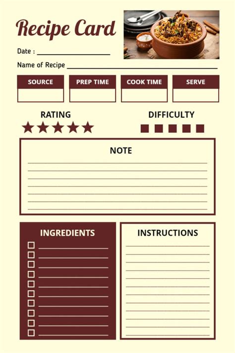 A customizable recipe card template