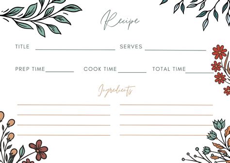 A customizable recipe card template in Google Docs