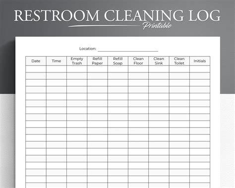 Customizable Restroom Cleaning Log Template