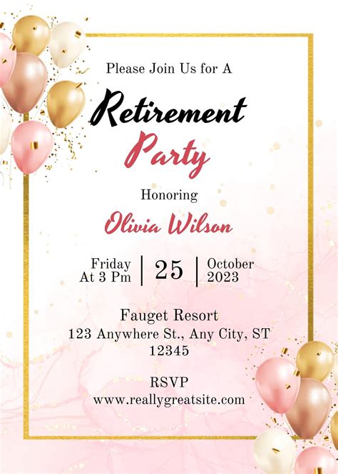 Customizable Retirement Party Invitation Template