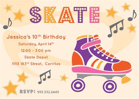 Customizable Roller Skate Invitation Template