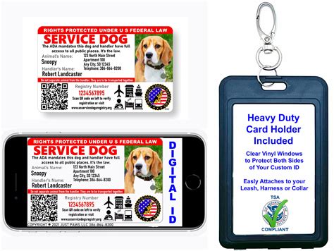 customizable service dog id card