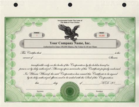 Customizable Stock Certificate Template