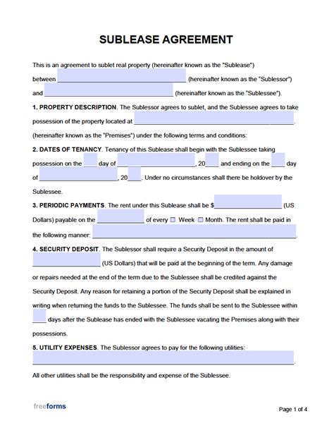 Customizable Sublease Agreement Template