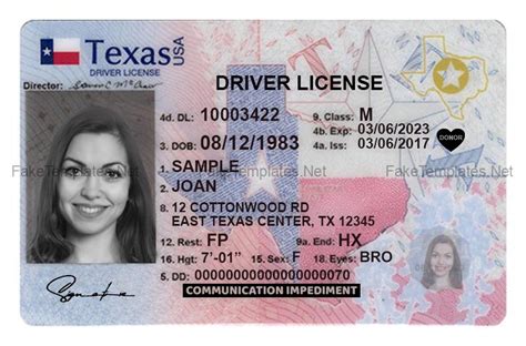 Customizable Texas Driver's License Template 3