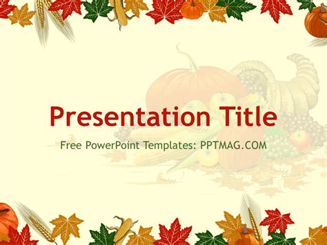 A screenshot of a customizable Thanksgiving PowerPoint template