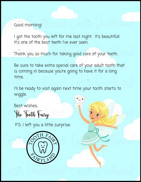 Customizable Tooth Fairy Note Printables for Kids