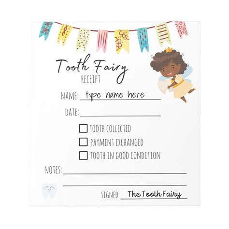 Customizable Tooth Fairy Receipt Template