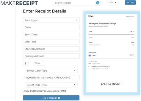 Customizable Uber Receipt Template