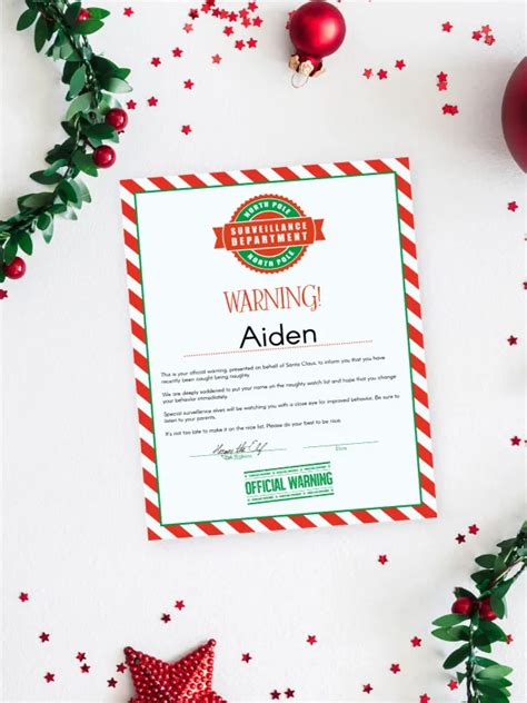 Customizable Warning Letter from Santa