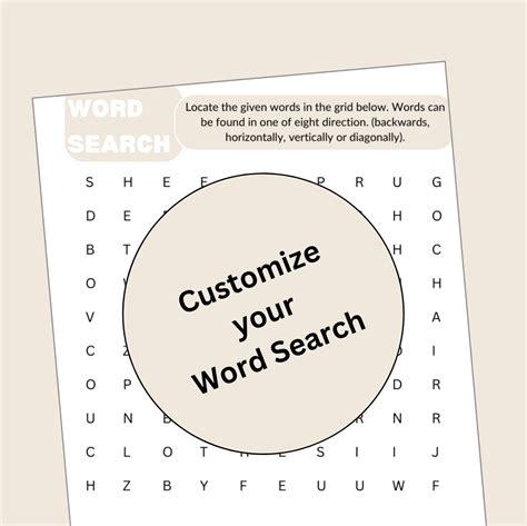 Customizable Word Search Template