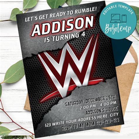 Customizable WWE Invitation