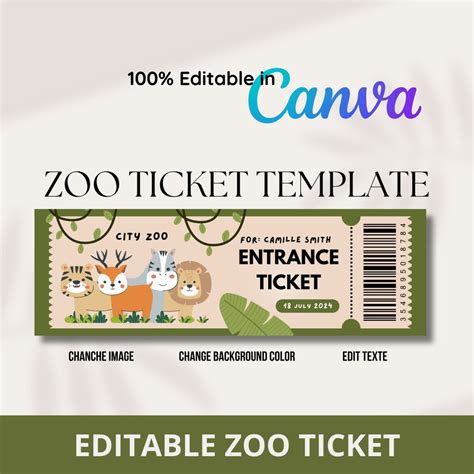 Customizable Zoo Ticket Template for Groups Image 7