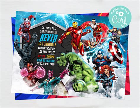 Customize Avengers Birthday Invitations