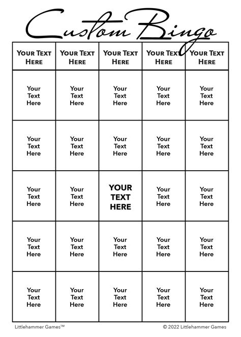 Customize Bingo Cards