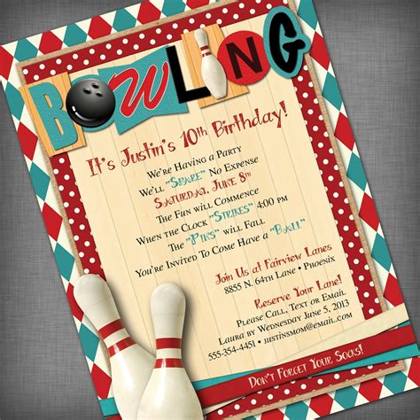 Customize Bowling Birthday Invitations Templates