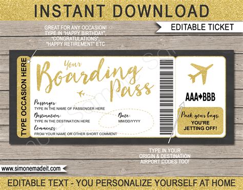 Customize Fake Plane Ticket Template