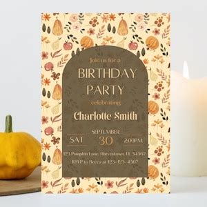 Customizing fall birthday invitation templates with various design elements