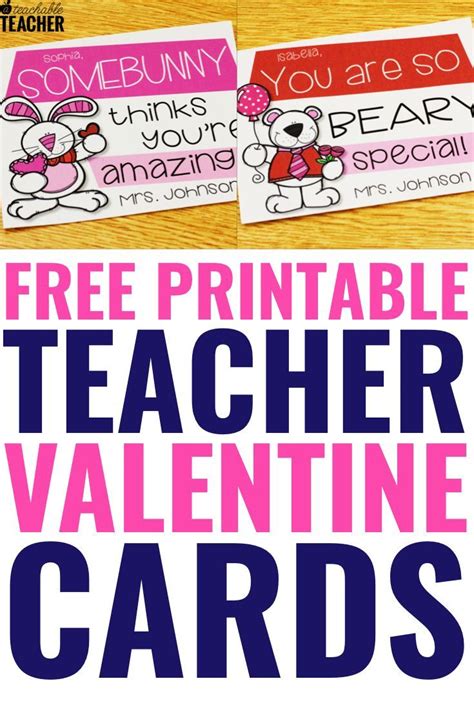 Customize Free Teacher Valentine Cards Printable