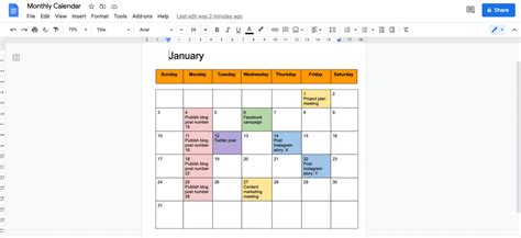 Customize Google Docs Planner Template