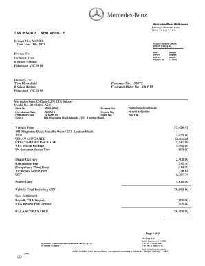 Customize Mercedes Benz Invoice Template