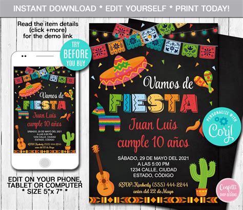 Customize Mexican fiesta invitation