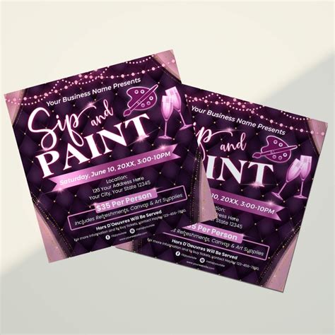 Customize Paint and Sip Flyer Template