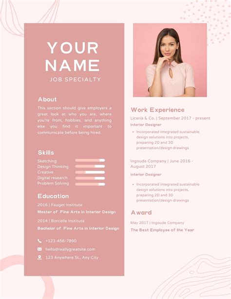 Customize Pink Resume Template