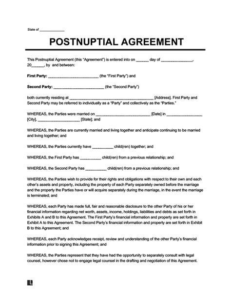 customize postnuptial agreement template