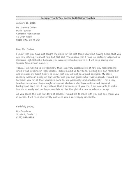 Customize Teacher Retirement Letter