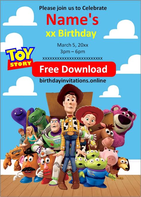 Customize Toy Story Invitation Template Example