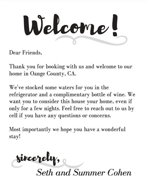 Customize Welcome Letter