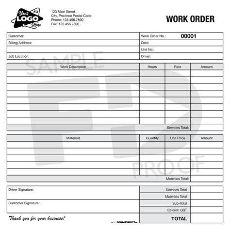 Customize Work Order Template