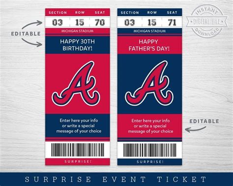 Customized Atlanta Braves ticket template