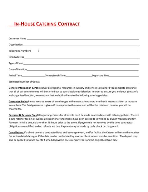 Customizing a Free Printable Catering Contract