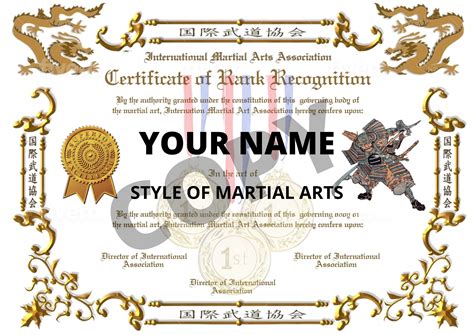 Customizing Martial Arts Certificate Template