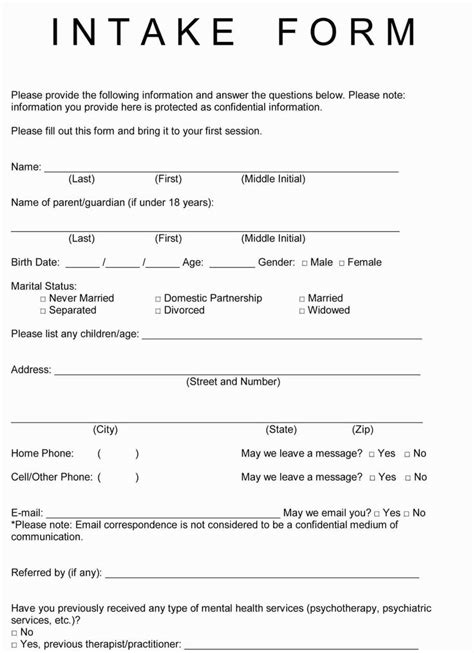 Customizing Printable Intake Forms