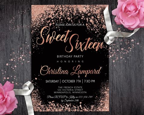 Customizing Sweet 16 Invitation Template