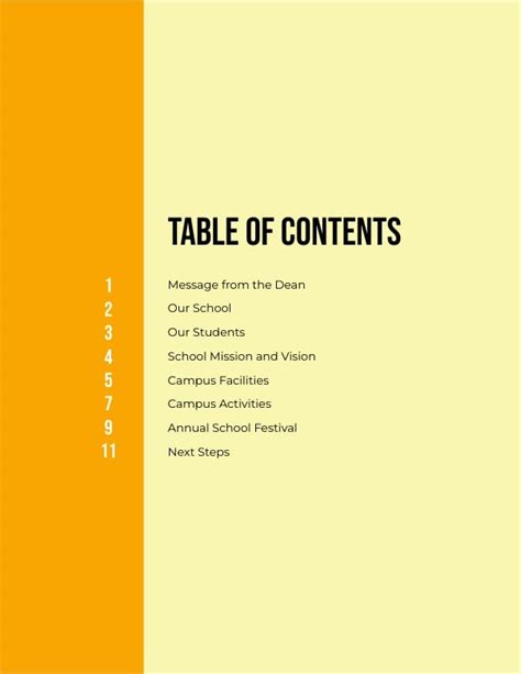 Customizing a table of contents template