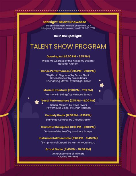 Customizing Your Talent Show Program Template