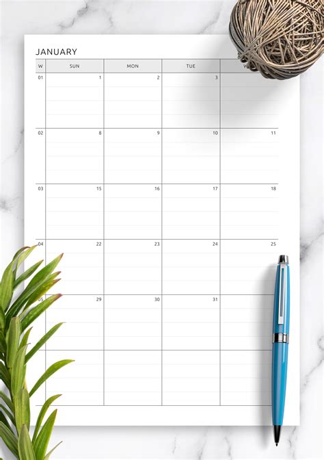 Customizing your lined calendar template