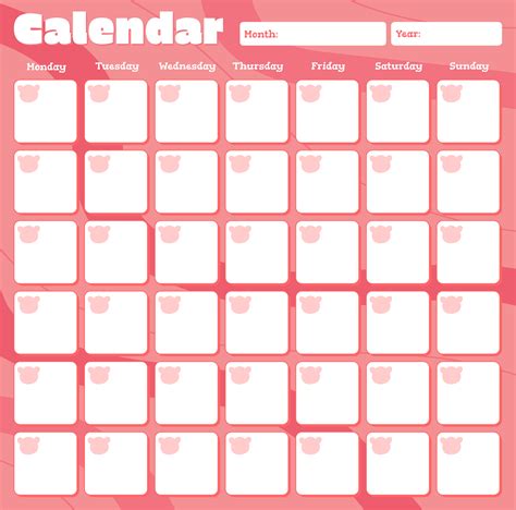 Cute Blank Calendar Printables