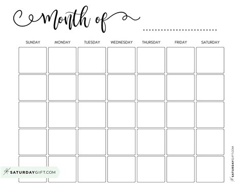 cute blank calendar templates