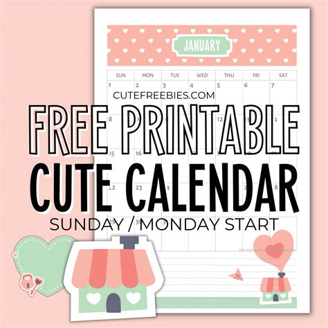 Cute calendar printables for kids