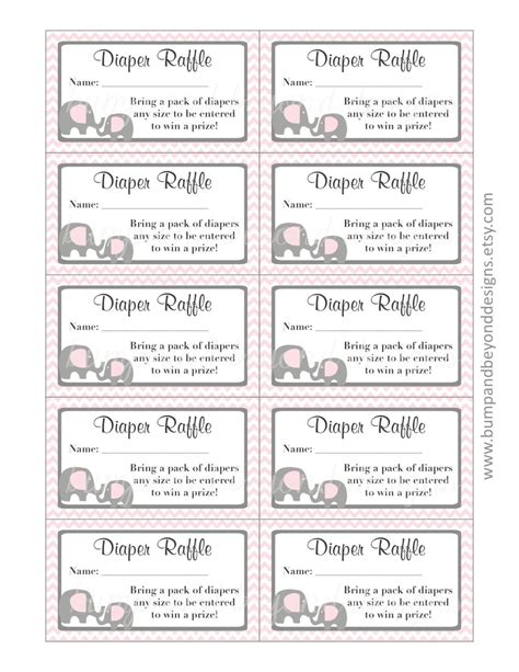 Cute Diaper Raffle Ticket Template