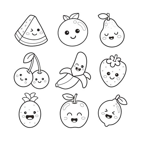 Cute Fruit Coloring Page