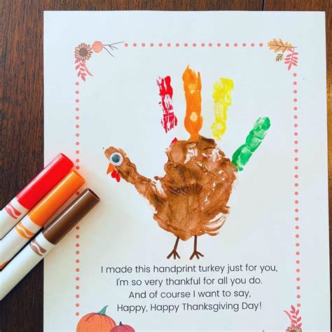 Cute Handprint Turkey Family Poem Printable