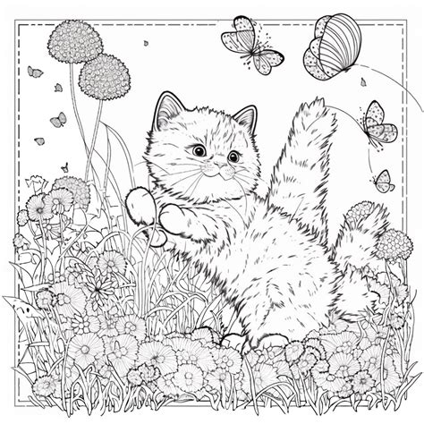 Cute Kitten Coloring Pages for Relaxation