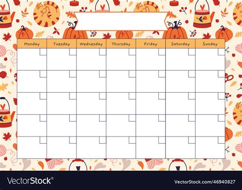 Cute Monthly Calendar Template