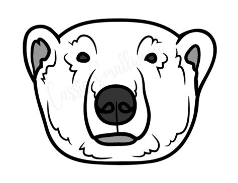 Cute polar bear face template drawing